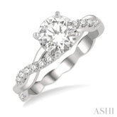 1/5 Ctw Round Center Semi-Mount Diamond Engagement Ring in 14K White Gold