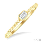 1/6 Ctw Ball Bead East-West Bezel Set Emerald Cut Diamond Stackable Petite Fashion Ring in 14K Yellow Gold