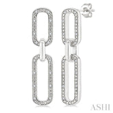 1/10 Ctw Bold Round Cut Diamond Paperclip Earrings in Sterling Silver