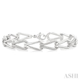 1/6 Ctw Round Cut Diamond Bold Knot Link Fashion Bracelet in Sterling Silver