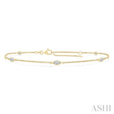 1/2 Ctw Marquise Cut Diamond Station Bracelet in 14K Yellow Gold