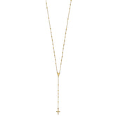14k Polished Cross and Miraculous Medal Beaded 24 inch Rosary Necklace
