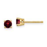 14k 4mm Round Garnet Post Earrings