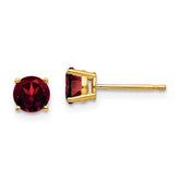 14k 5mm Round Garnet Post Earrings
