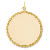 14k Plain .013 Gauge Round Engravable 36.6x34.9mm Disc with Rope Edge Charm