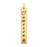 14k YG Med Epoxy Name w/14k Bezel Birthstone Bar Charm