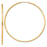 14k 1.5x55mm Polished Round Endless Tube Hoop Earrings