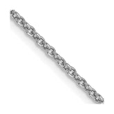 14K White Gold 18 inch 1.6mm Round Open Link Cable with Lobster Clasp Chain