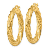 14k 5mm Satin & Polished Twisted Hoop Earrings
