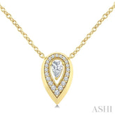 1/3 Ctw Open Window Pear and Round Cut Golden Glow Diamond Fashion Pendant With Chain in 14K Yellow Gold