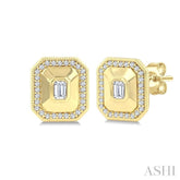 1/3 Ctw Open Window Octagon and Round Cut Golden Glow Diamond Fashion Stud Earrings in 14K Yellow Gold