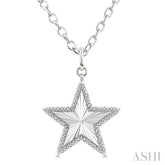 1/10 Ctw Star Fluted Medallion Single Cut Diamond Pendant With Chain in Sterling Silver