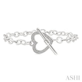 1/10 Ctw Heart Toggle Single Cut Diamond Fashion Bracelet in Sterling Silver