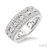 1 1/10 Ctw Channel Round Cut Diamond Wedding Band in 14K White Gold