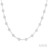 4 Ctw Bezel Set Round Cut Diamond Station Necklace in 14K White Gold