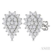 1/5 Ctw Petite Pear Shape Round Cut Diamond Cluster Fashion Stud Earrings in 10K White Gold