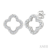 1/6 Ctw Petite Clover Round Cut Diamond Fashion Stud Earrings in 10K White Gold