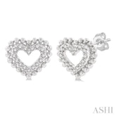 1/8 Ctw Petite Heart Round Cut Diamond Fashion Stud Earrings in 10K White Gold