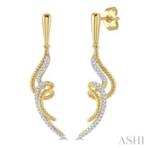 1/6 Ctw Twin Twirl Round Cut Diamond Fashion Earrings in 10K Yellow Gold