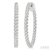 1 Ctw Inside-Out Round Cut Diamond Hoop Earrings in 14K White Gold