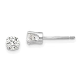 14k White Gold 4mm Round CZ Stud Earrings