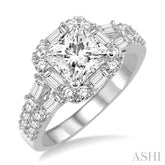 7/8 Ctw Diamond Semi-mount Engagement Ring in 14K White Gold