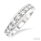 1 Ctw Channel Set Round Cut Diamond Wedding Band in 14K White Gold