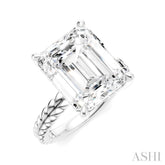 1/8 Ctw Emerald Shape Round Cut Diamond Semi-Mount Engagement Ring in 14K White Gold