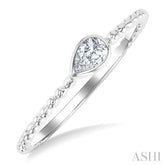 1/6 Ctw Bead Bijoux East-West Bezel Set Pear CutDiamond Stackable Petite Fashion Ring in 14K White Gold