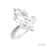 1/8 Ctw Marquise Shape Round Cut Diamond Semi-Mount Engagement Ring in 14K White Gold