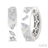 1/3 Ctw Mixed Cut Diamond Fashion Hoop Earrings in 14K White Gold