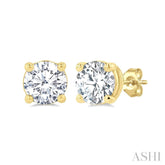1 1/4 Ctw Round Cut Diamond Stud Earrings in 14K Yellow Gold