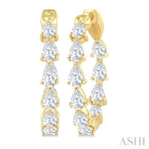2 Ctw Inside & Out Pear Cut Diamond Fashion Hoop Earrings in 14K Yellow Gold