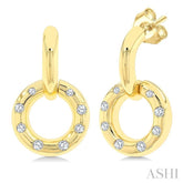 1/6 Ctw Suspended Circle Round Cut Diamond Mosaic Fashion Earrings in 10K Yellow Gold