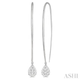 1/2 Ctw Pear Shape Dangler Lovebright Round Cut Diamond Earring in 14K White Gold