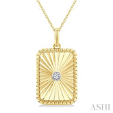 1/20 Ctw Rectangle Fluted Medallion Round Cut Diamond Pendant With Chain in Yellow Gold Vermeil