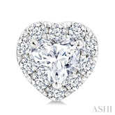 1/3 Ctw Heart and Round Cut Diamond Fashion Halo Stud Earrings in 14K White Gold