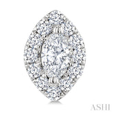 1/4 Ctw Marquise and Round Cut Diamond Fashion Halo Stud Earrings in 14K White Gold
