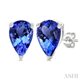6X4MM Pear Cut Tanzanite Precious Stud Earring in 14K White Gold