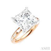 1/3 Ctw Princess Shape Baguette and Round Cut Diamond Semi-Mount Engagement Ring in 14K Rose and White Gold