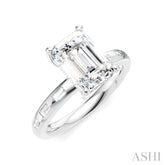 1/4 Ctw Emerald Shape Baguette and Round Cut Diamond Semi-Mount Engagement Ring in 14K White Gold