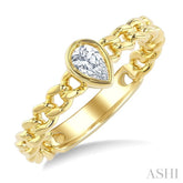 1/5 Ctw Bezel Set Pear Cut Diamond Curb Link Fashion Ring in 14K Yellow Gold