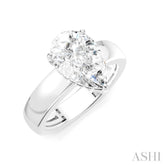 1/10 Ctw Pear Shape Round Cut Diamond Semi-Mount Engagement Ring in 14K White Gold