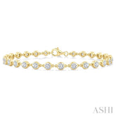 3 Ctw Bezel Set Round Cut Diamond Station Bracelet in 14K Yellow Gold