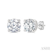 1 1/4 Ctw Round Cut Diamond Stud Earrings in 14K White Gold