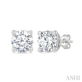 3/4 Ctw Round Cut Diamond Stud Earrings in 14K White Gold