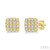 1/8 Ctw Cushion Shape Round Cut Diamond Petite Fashion Earrings in 10K Yellow Gold