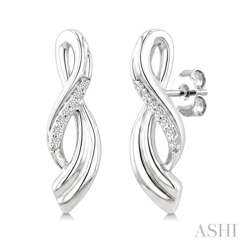 1/20 Ctw Round Cut Diamond Twisted Earrings in Sterling Silver