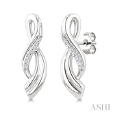 1/20 Ctw Round Cut Diamond Twisted Earrings in Sterling Silver