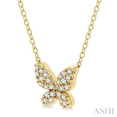 1/6 Ctw Butterfly Motif Round Cut Diamond Petite Fashion Pendant With Chain in 10K Yellow Gold